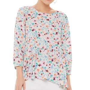 Elle Floral Peplum Top with 3/4 sleeves